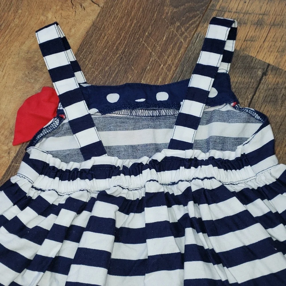Gymboree Navy Blue and White Striped Ruffle Sleeveless Dress, Size 18-24 Months